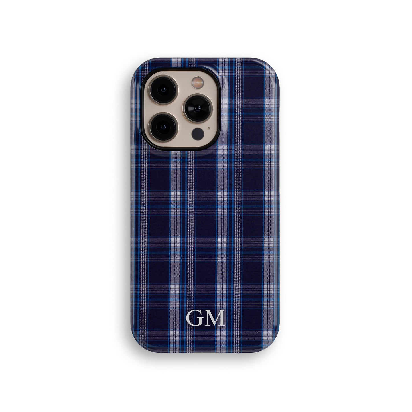 Navy Plaid Custom Tough iPhone Case